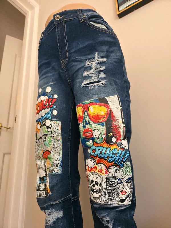 Rutherford Tall Skinny Printed Jeans UK Size 14