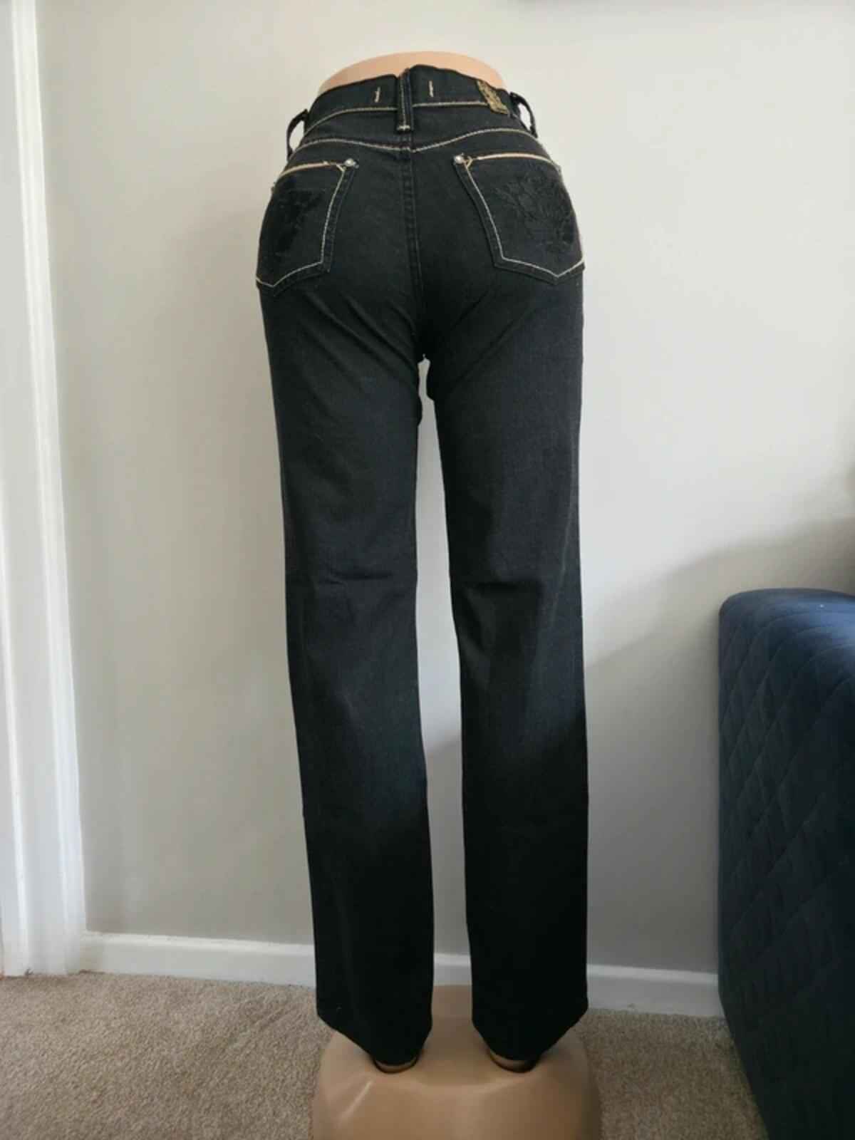 New Caro Vintage Y2K Mid Rise Straight Leg Black Jeans UK Size 8