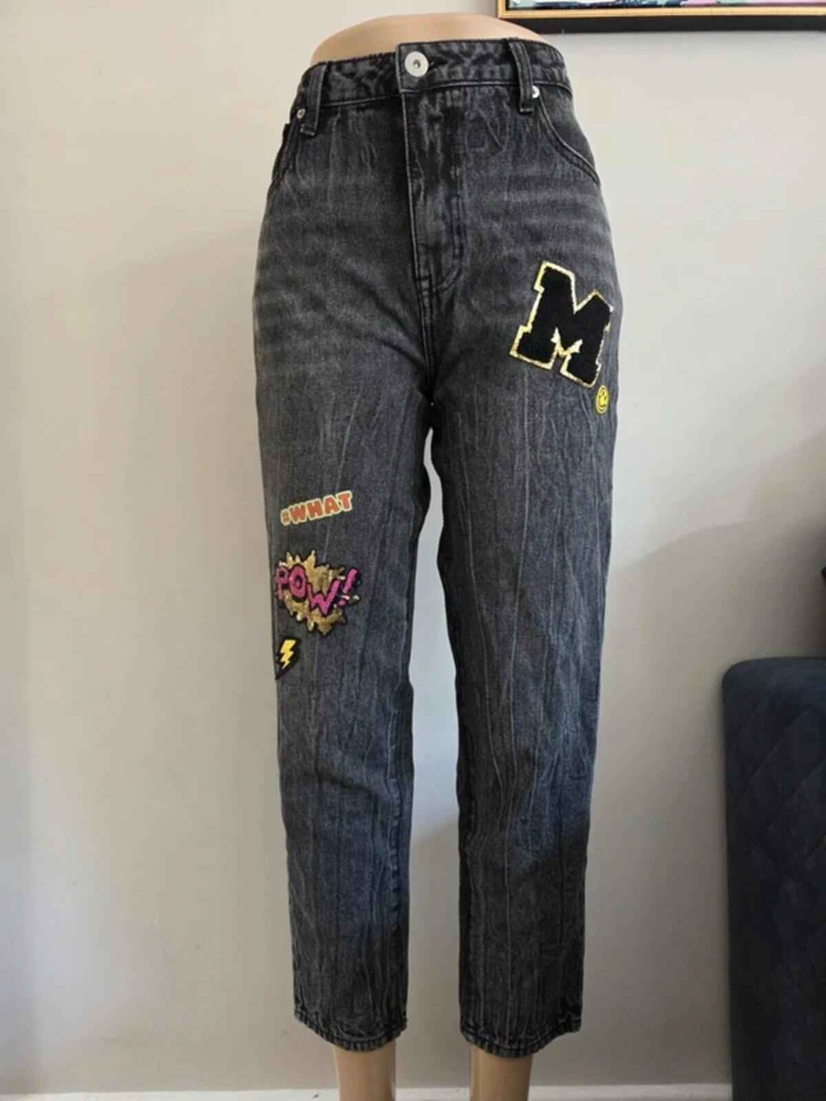 Vintage Y2K No Boundaries High Rise Skinny Patch Jeans UK Size 14