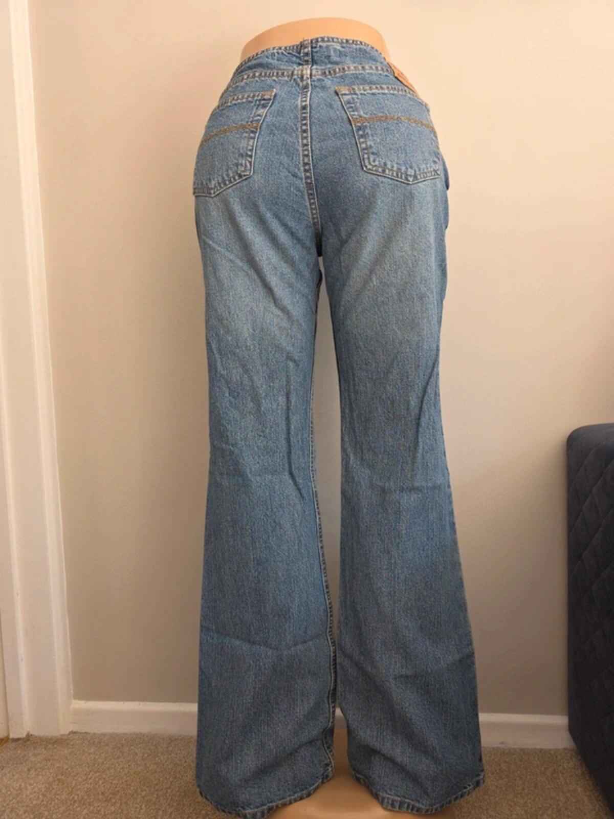 Express Mid Rise Hipster Flared Vintage Y2K Jeans UK Size 10/12 Tall