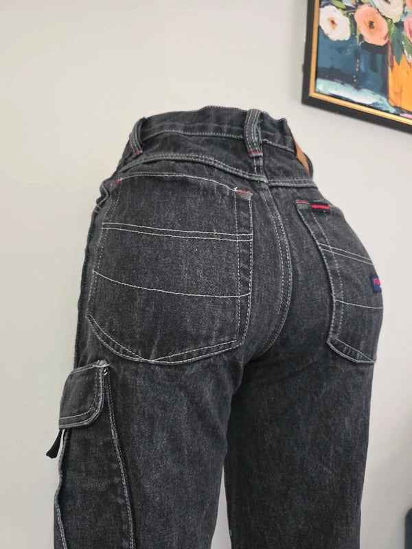 FUBU High Rise Cargo Jeans UK Size 8 Petite