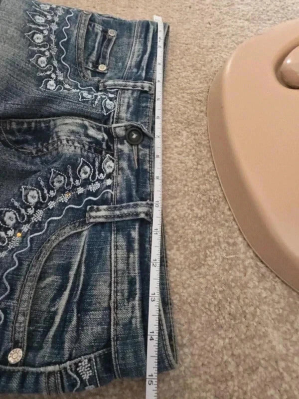 Big Spade Mid Rise Wide Leg Bootcut Vintage Y2K Jeans UK Size 8 Tall