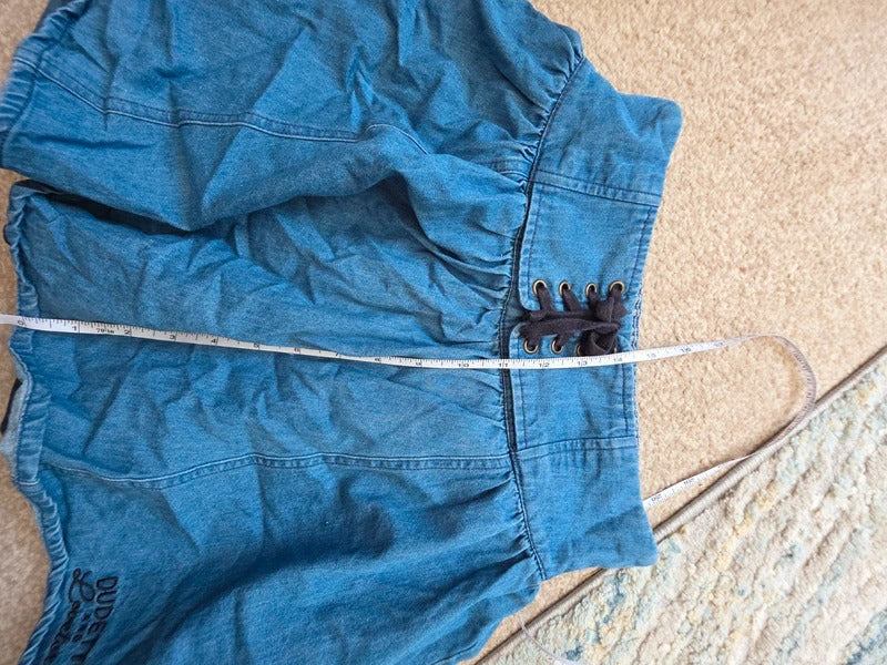 Japanese Y2K Flowy Denim Mini Skort UK Size 4/6