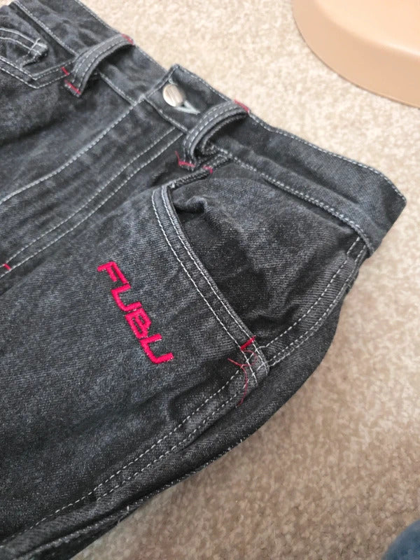 FUBU High Rise Cargo Jeans UK Size 8 Petite