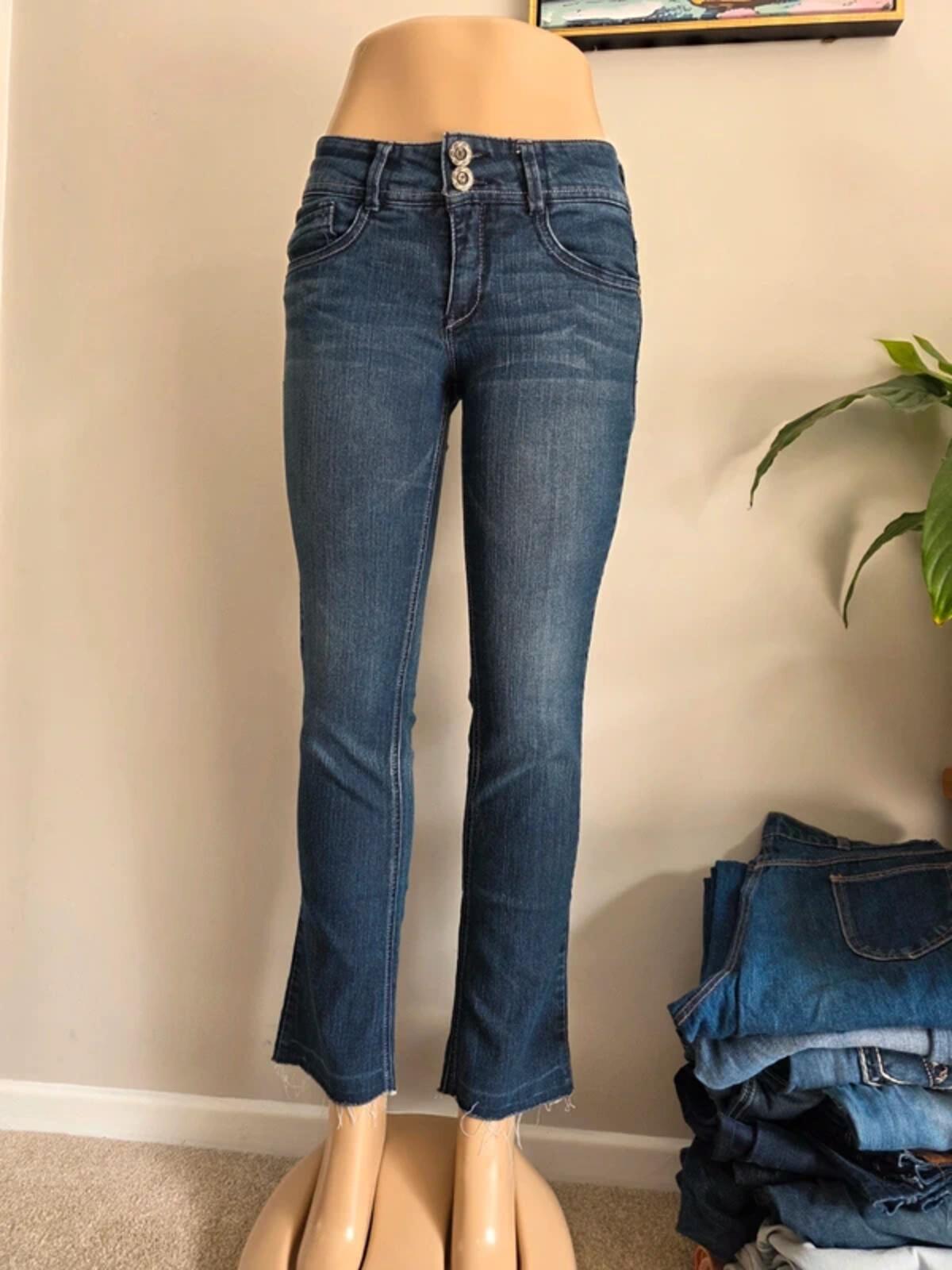 Vintage Y2K Artisan Crafted Mid Rise Bootcut Jeans UK Size 8/10 Petite