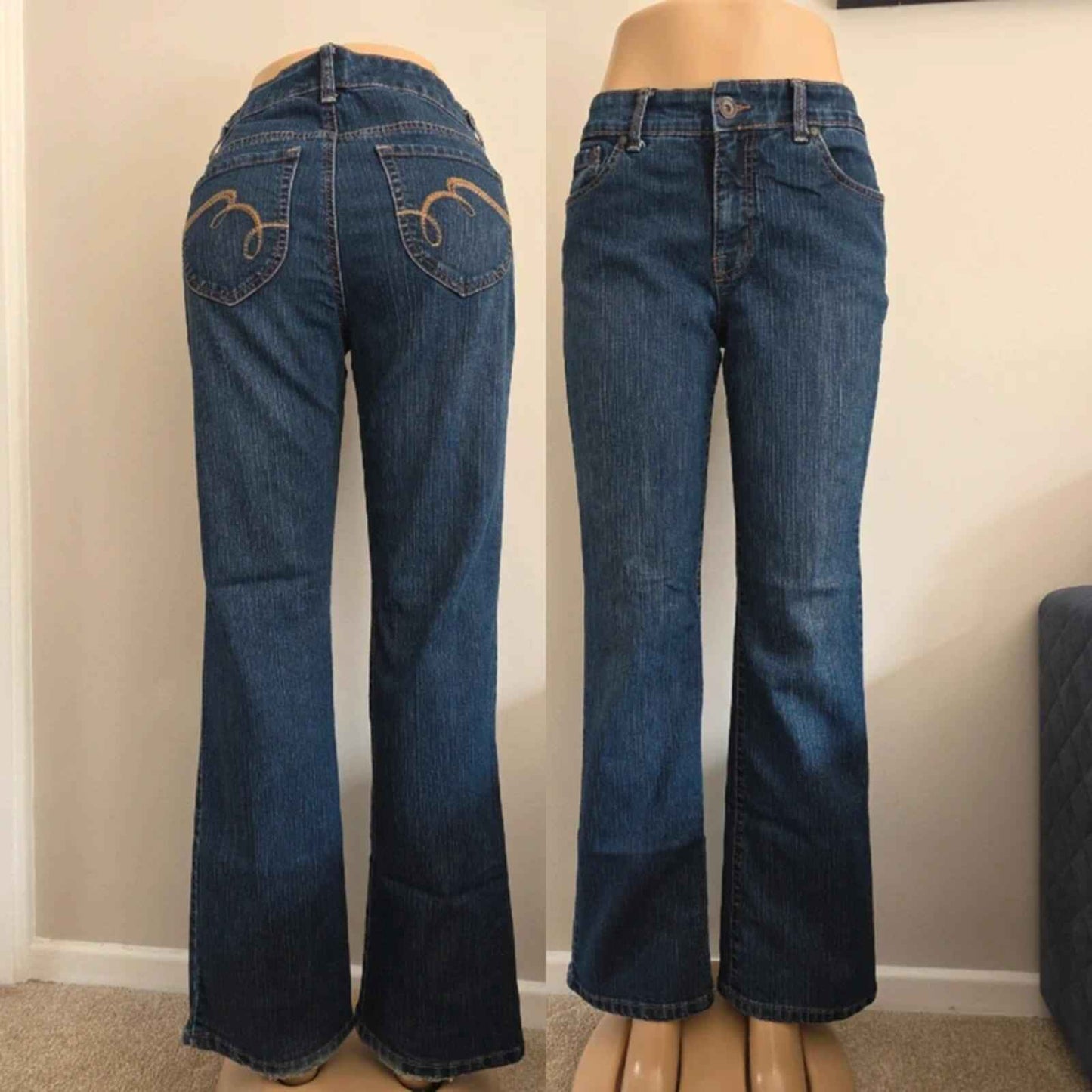 Nine West Vintage Y2K Mid Rise Wide Leg Bootcut Jeans UK Size 10