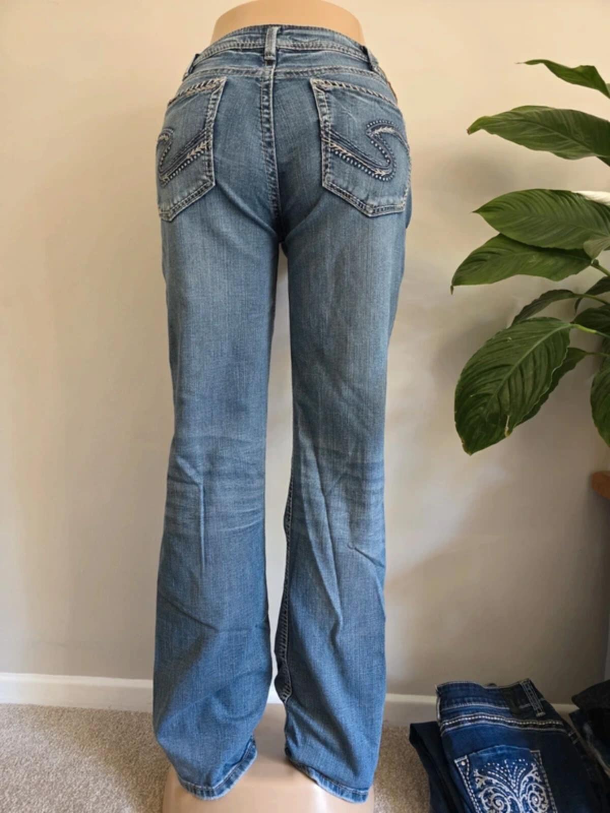 Vintage Y2K Silver Jeans Mid Rise Slim Bootcut Jeans UK Size 14