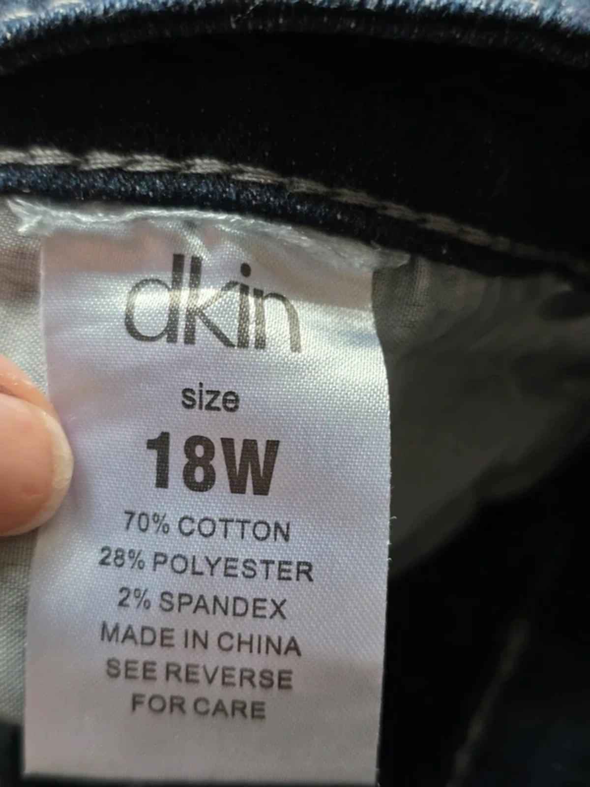 Vintage Y2K DKIN Mid Rise Wide Leg Dark Wash Embellished Pocket Jeans UK 16