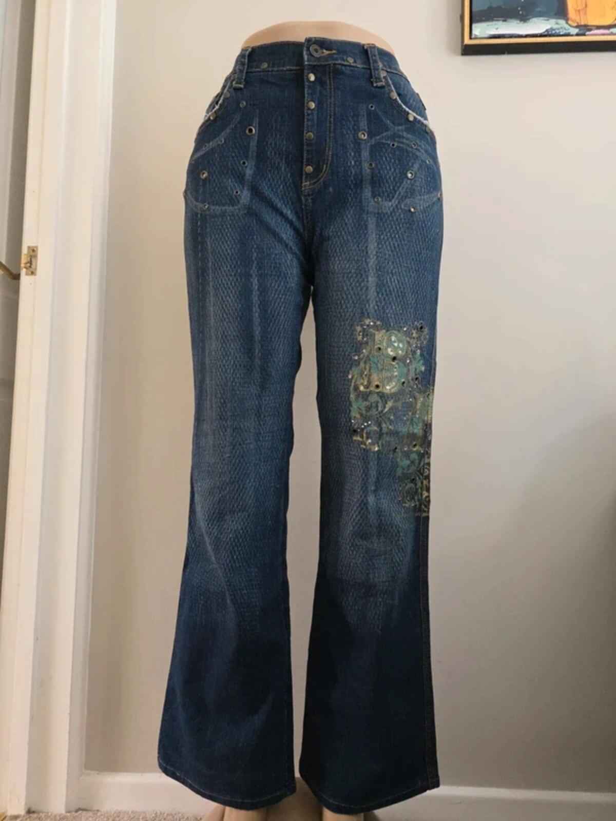 Vintage Y2K Baby Phat High Rise Bootcut Jeans UK Size 12