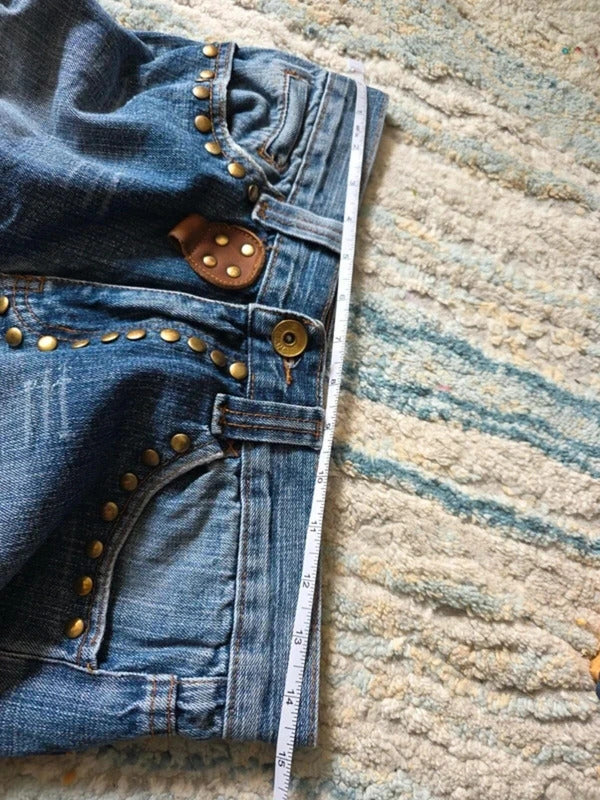 La Virtu Mid Rise Straight Vintage Y2K Jeans UK Size 8/10 Tall