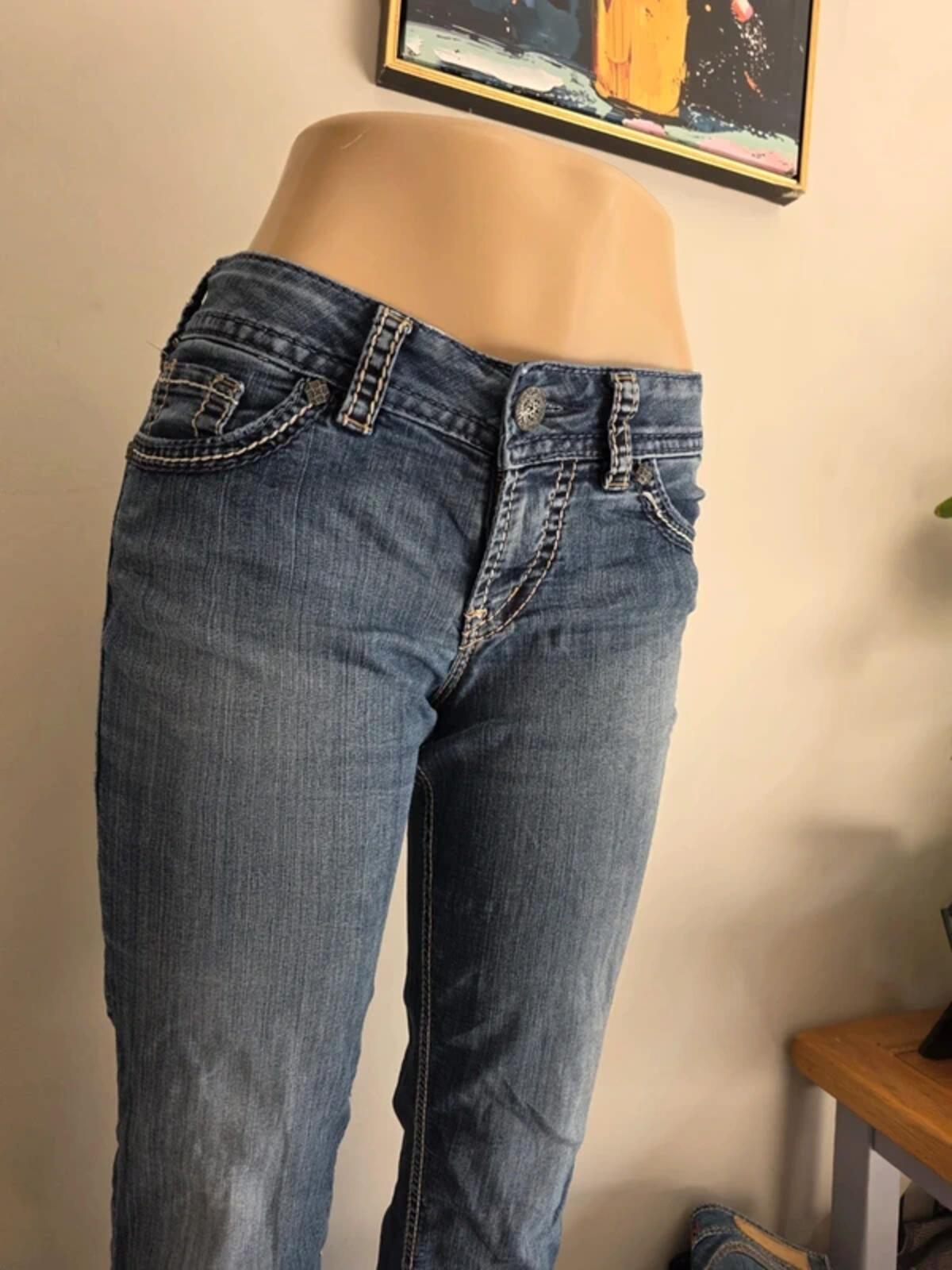 Silver Mid Rise Capri Cropped Jeans UK Size 8