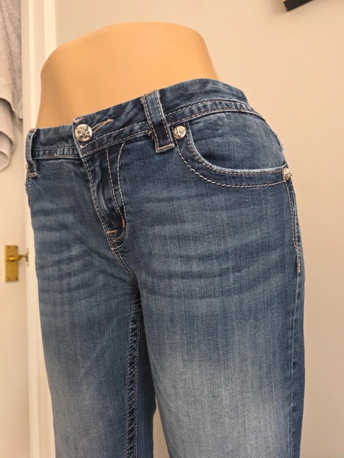 Miss Me Mid Rise Bootcut Vintage Y2K Jeans UK Size 14 Petite