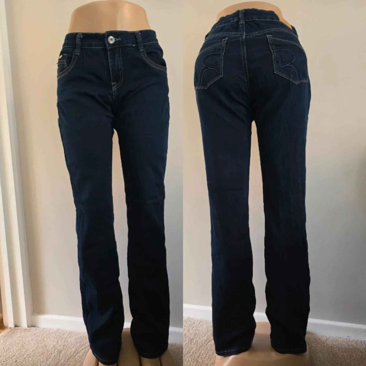 Rodeo Mid Rise Straight Vintage Y2K Jeans UK Size 10 Tall