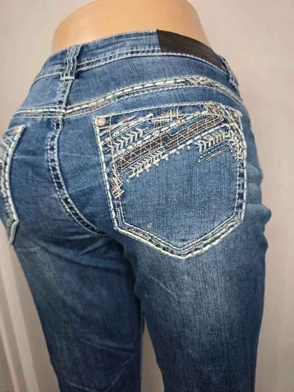 Shyanne Mid Rise Bootcut Blingy Jeans UK Size 12 Petite