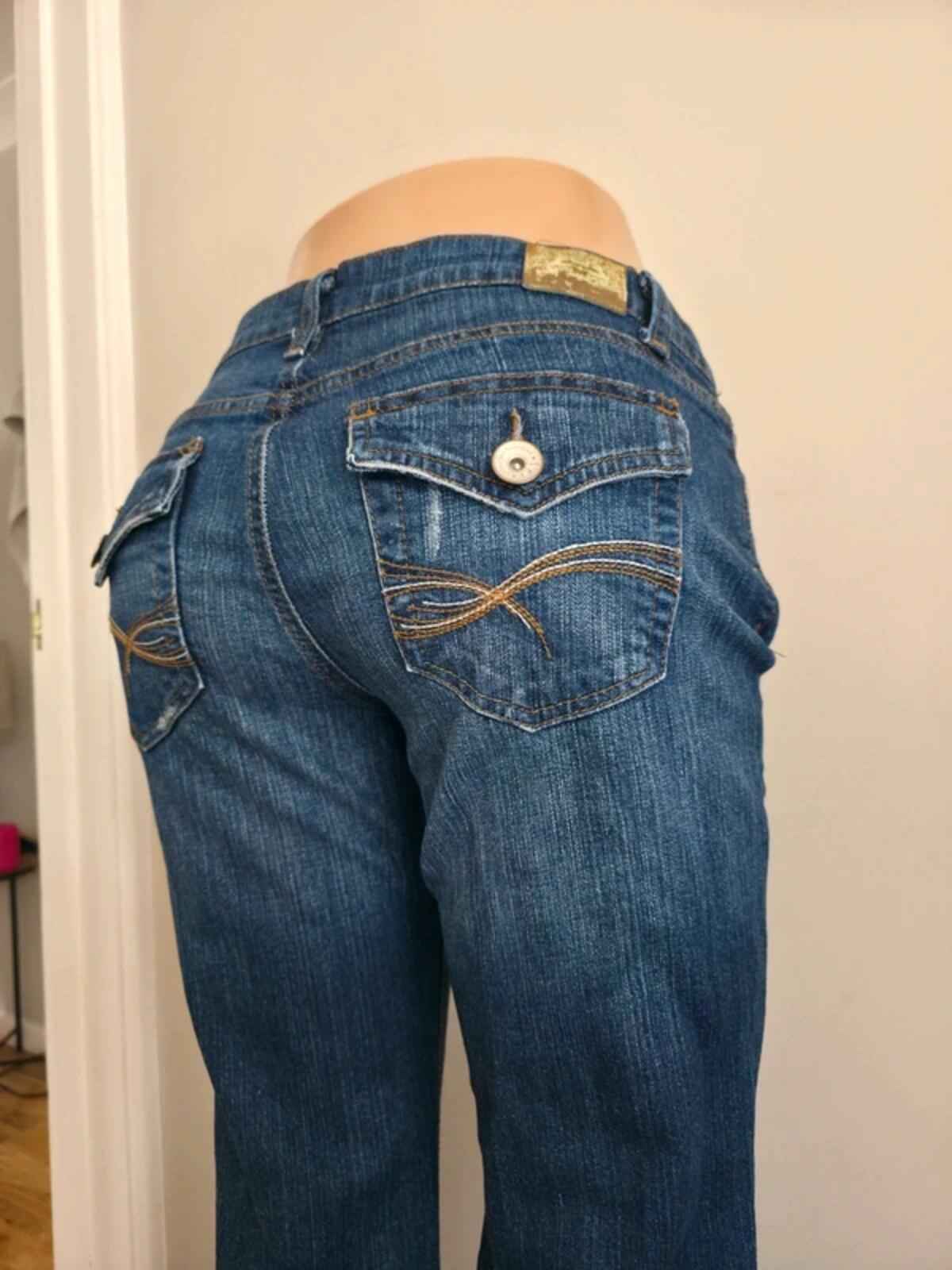 L.e.i Low Rise Relaxed Flared Vintage Y2K Jeans UK Size 12/14