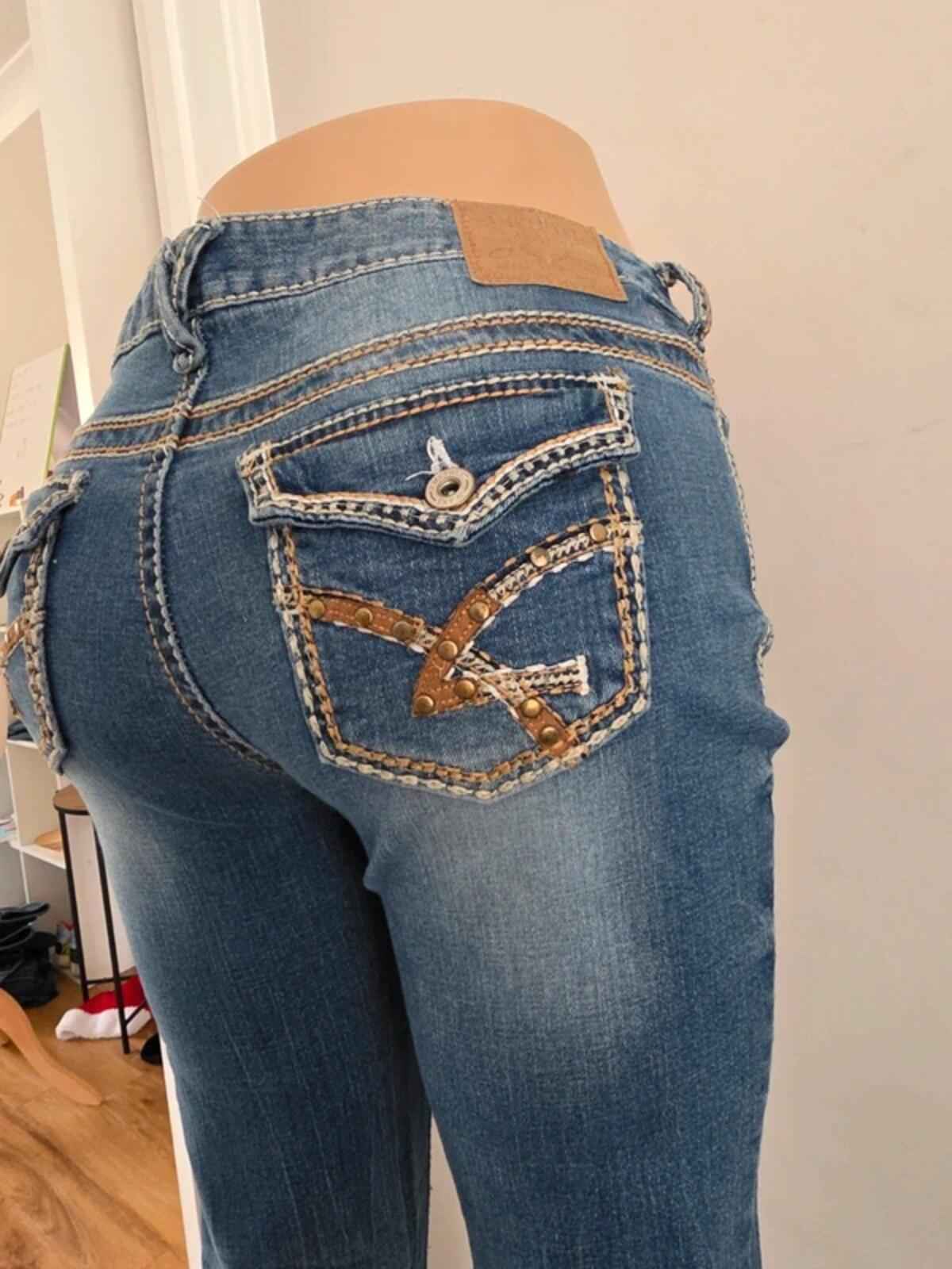 Vintage Y2K Amethyst Mid Rise Bootcut Jeans UK Size 14