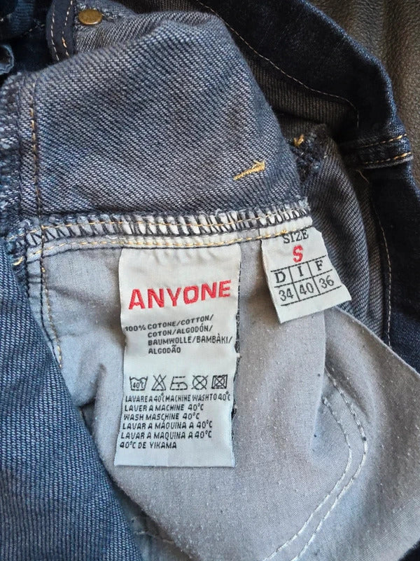 Anyone High Waisted Denim Mini Skirt with Belt UK Size 6