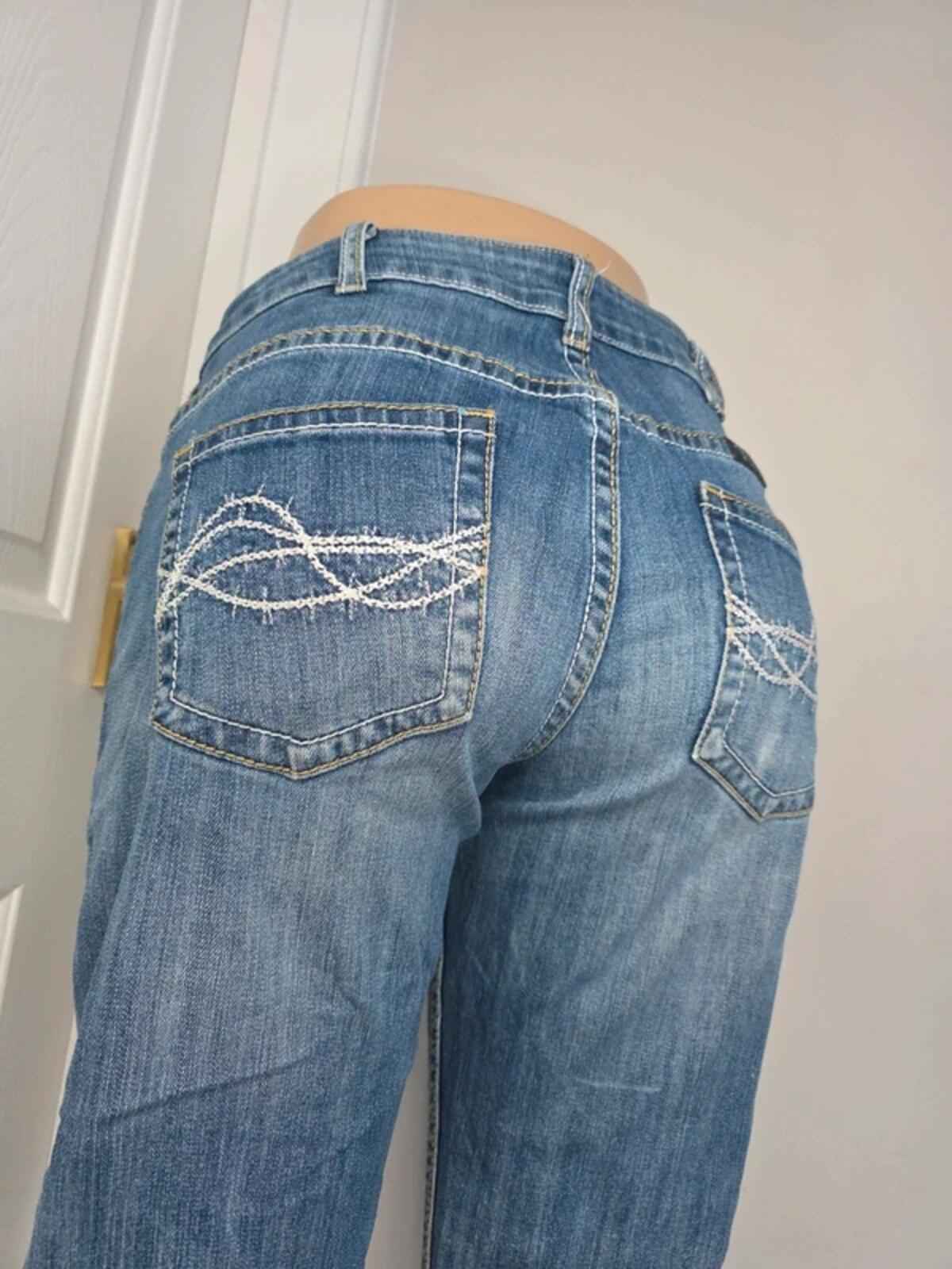 Cowgirl Tuff Mid Rise Relaxed Bootcut Jeans UK Size 10 Tall