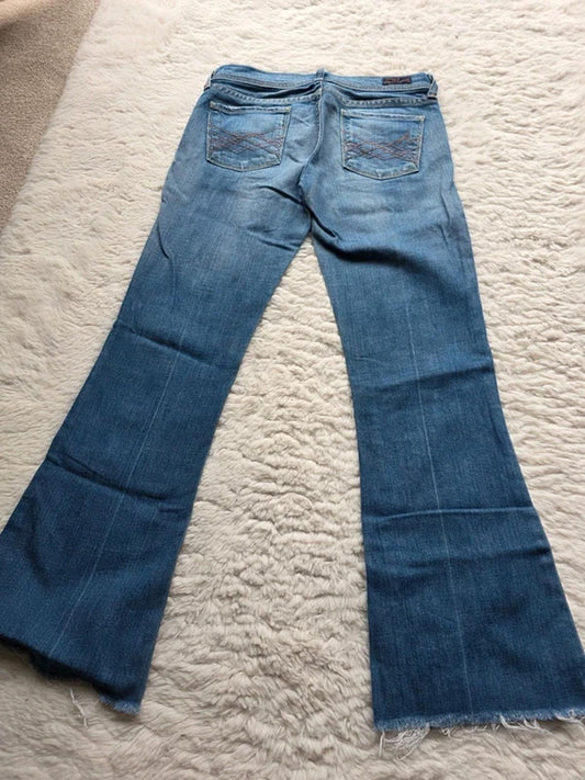 Vintage Y2K Citizens of Humanity Low Rise Flared Jeans Raw Hem UK 6 Petite