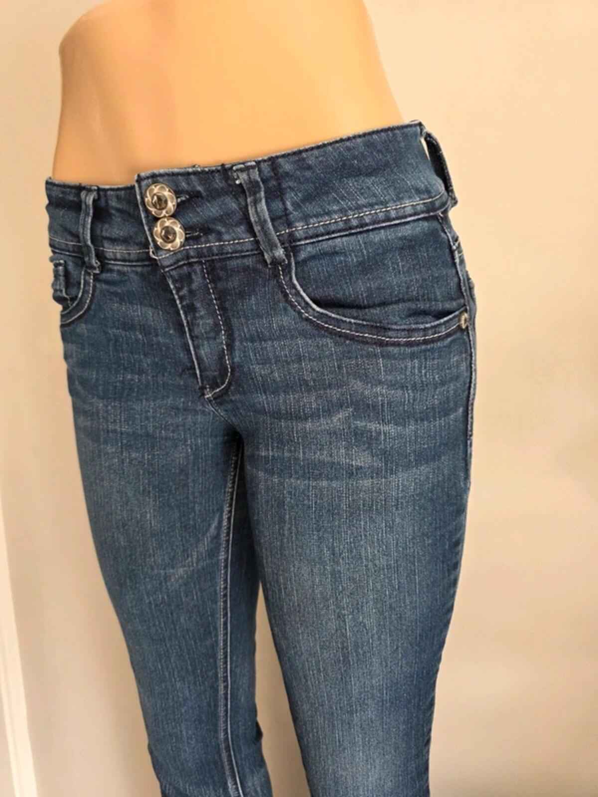 Vintage Y2K Artisan Crafted Mid Rise Bootcut Jeans UK Size 8/10 Petite