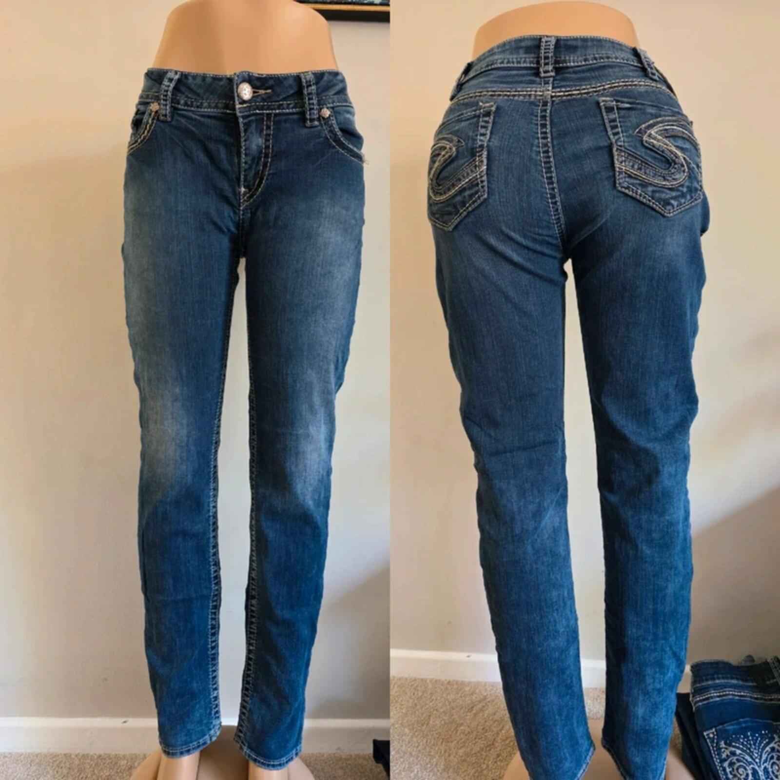 Vintage Y2K Silver Jeans Mid Rise Skinny Jeans UK Size 14