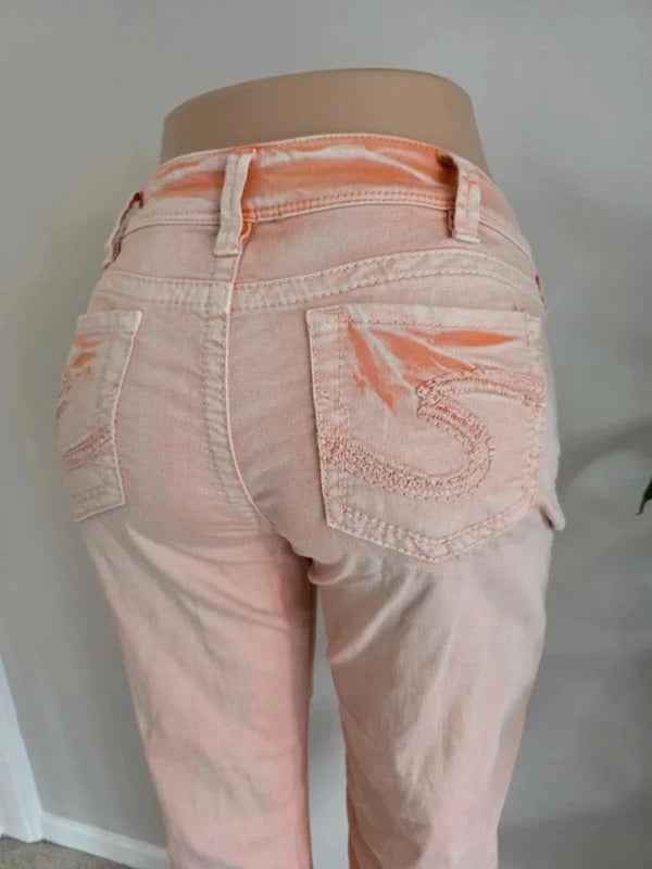 Vintage Y2K Silver Skinny Jeans UK Size 14