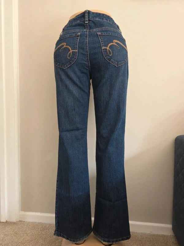 Nine West Vintage Y2K Mid Rise Wide Leg Bootcut Jeans UK Size 10