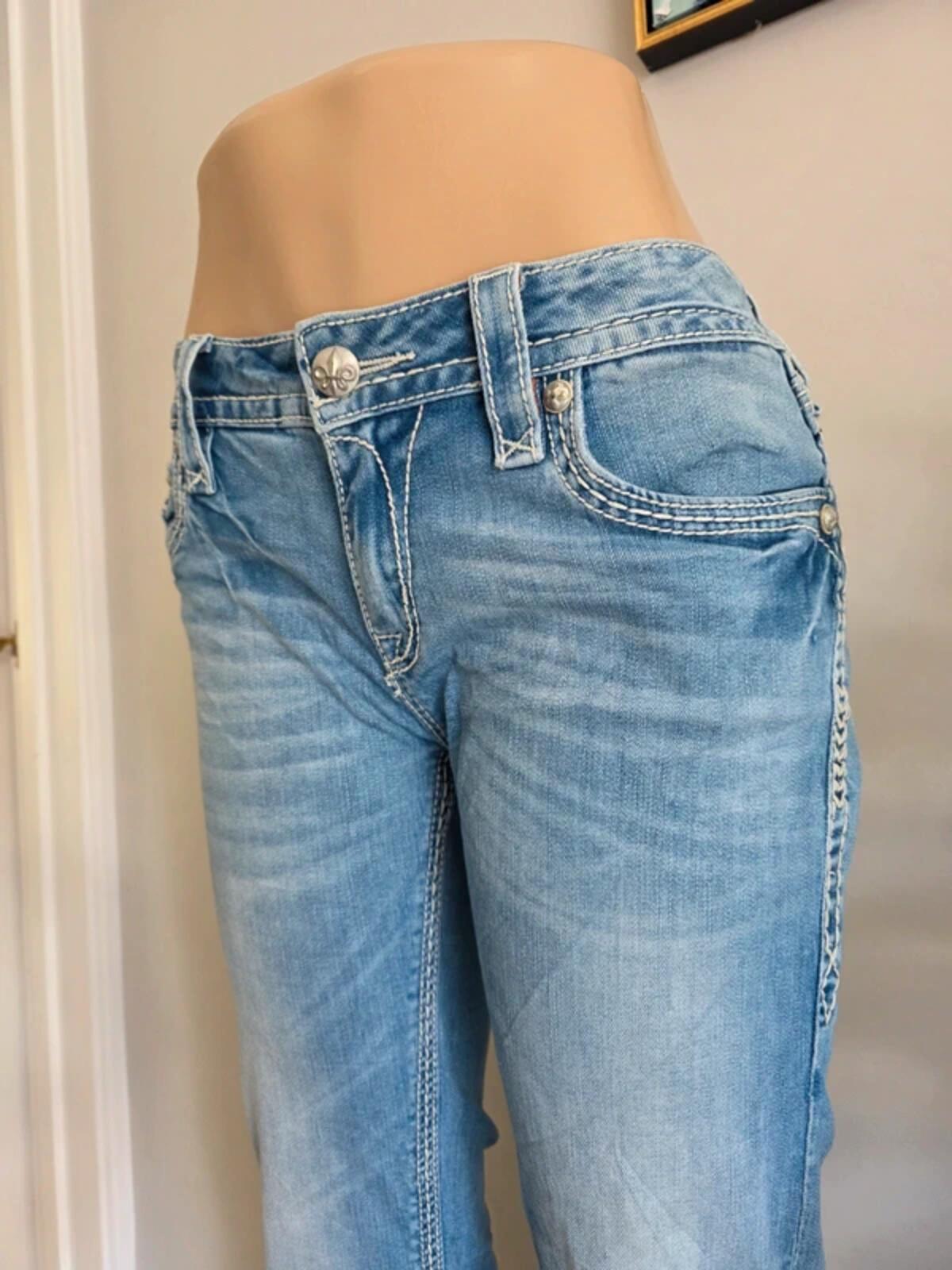 Vintage Y2K Rock Revival Low Rise Bootcut Jeans UK Size 10/12 Tall