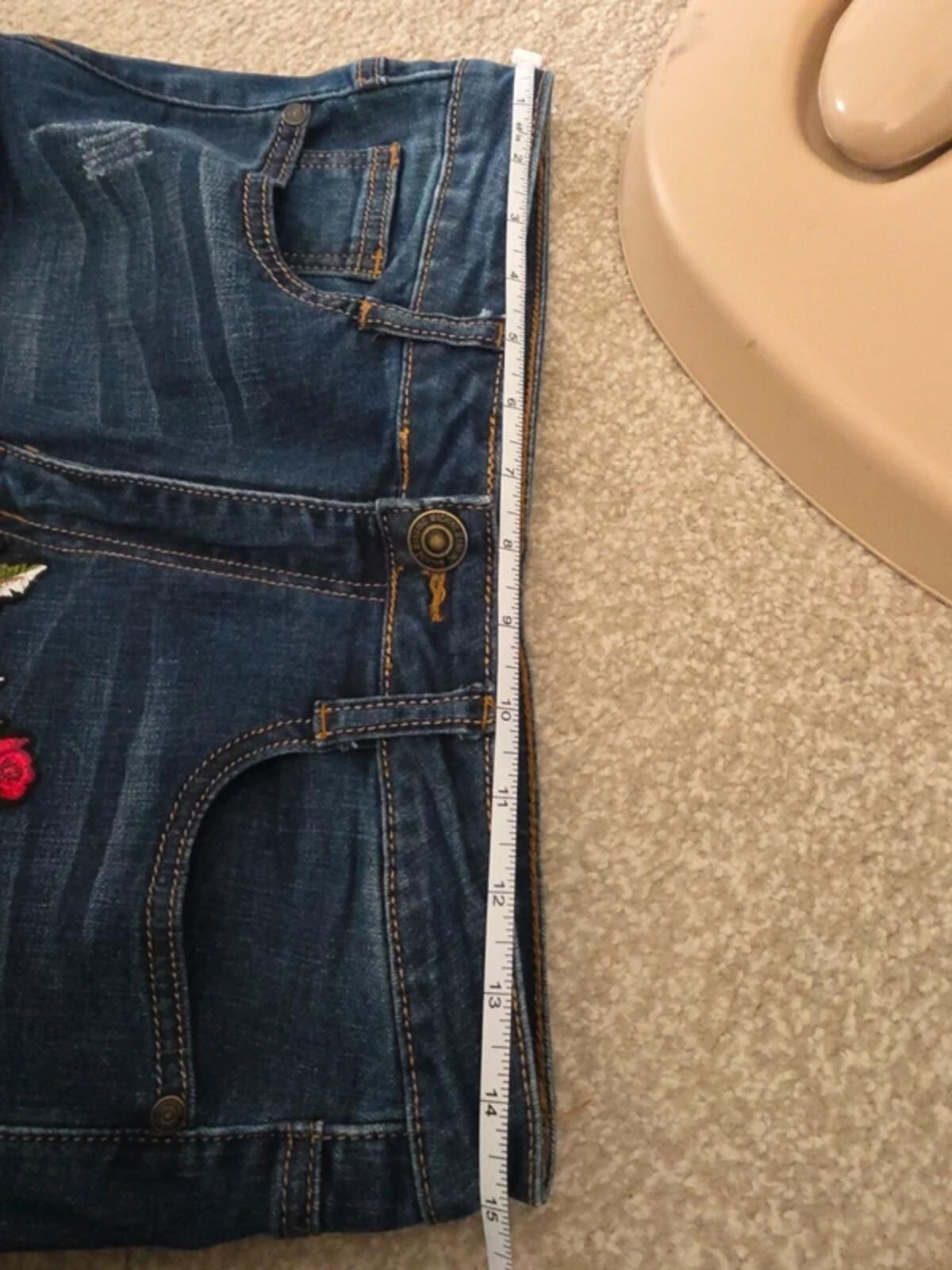 Machine Mid Rise Skinny Vintage Y2K Ripped Embroidered Jeans UK Size 10