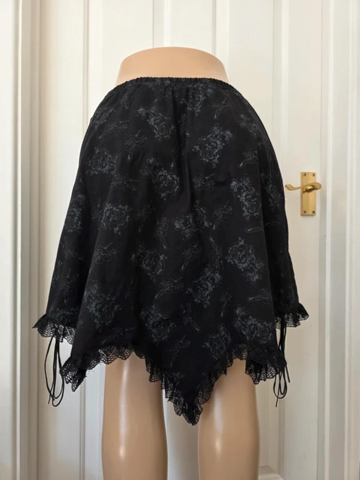 Vintage Y2K Punk Emo Goth Lace Up Handkerchief Skirt UK Size 6–12