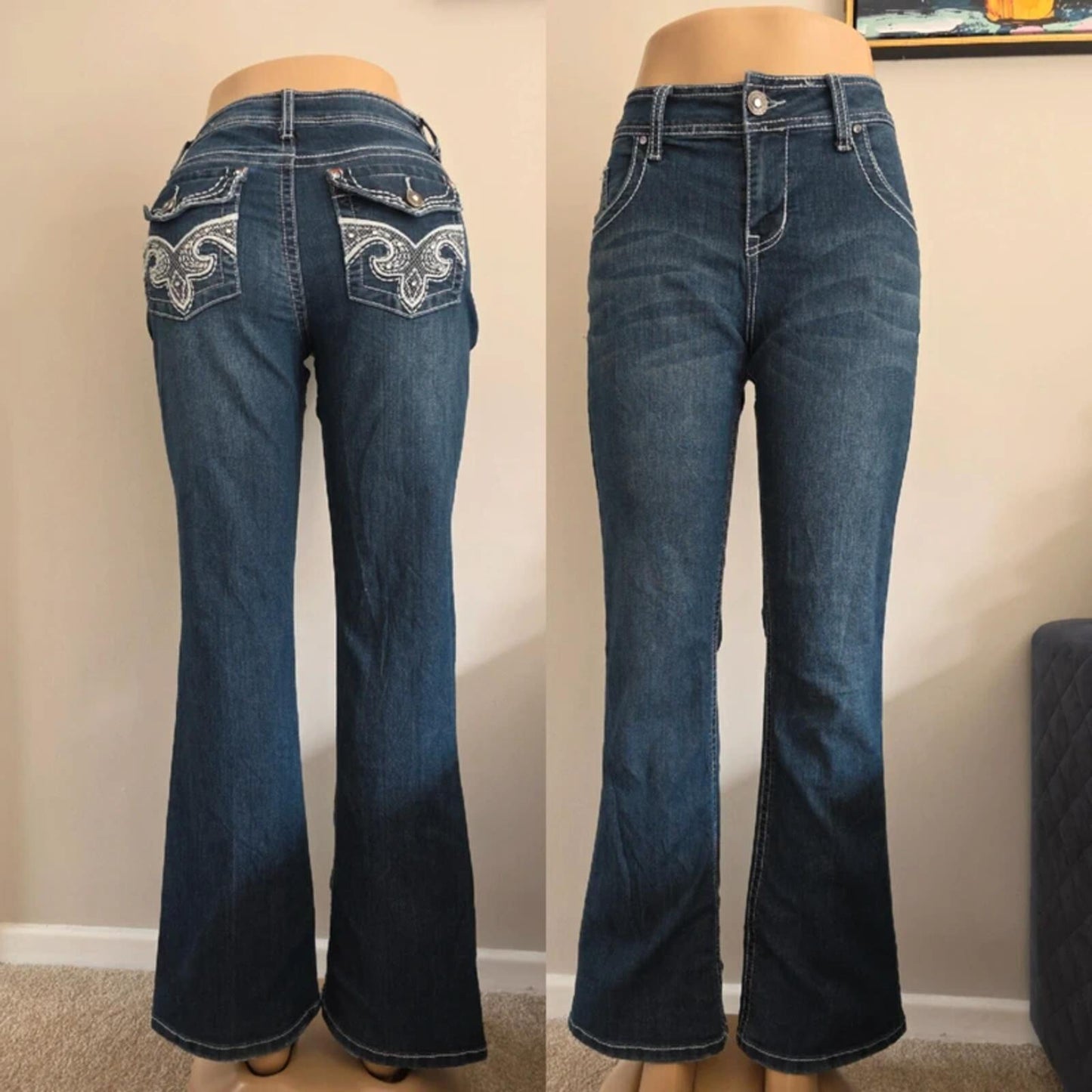 Natural Reflections Mid Rise Bootcut Vintage Y2K Jeans UK Size 12