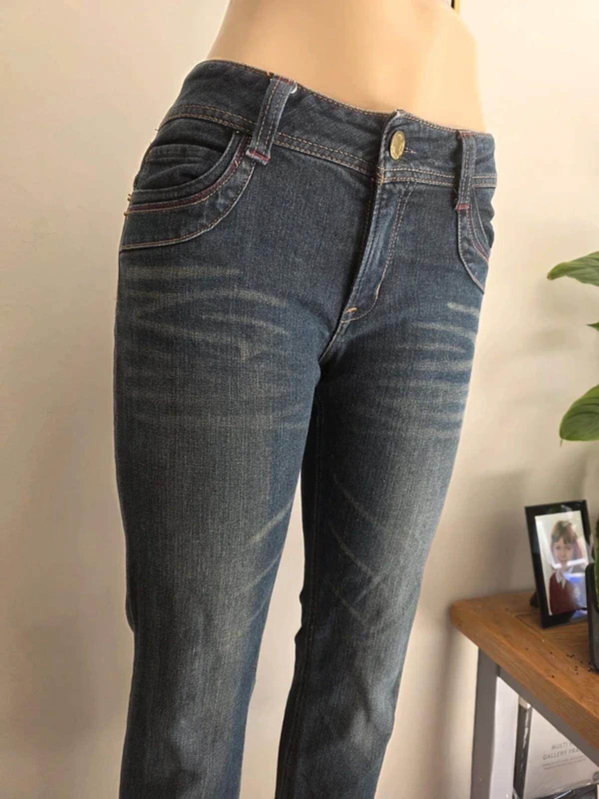 Vintage Y2K Navy Natural Mid Rise Cropped Jeans UK Size 10