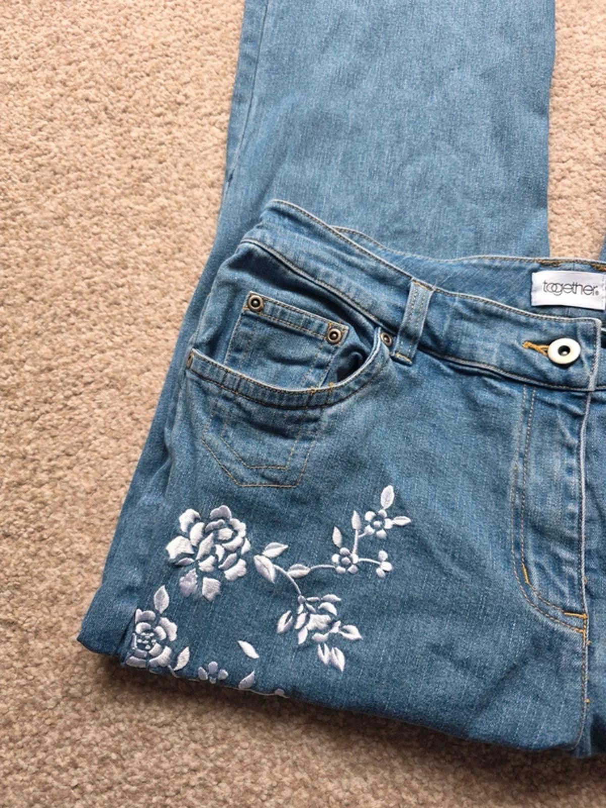 Vintage Y2K Together Mid Rise Embroidered Bootcut Jeans UK Size 12