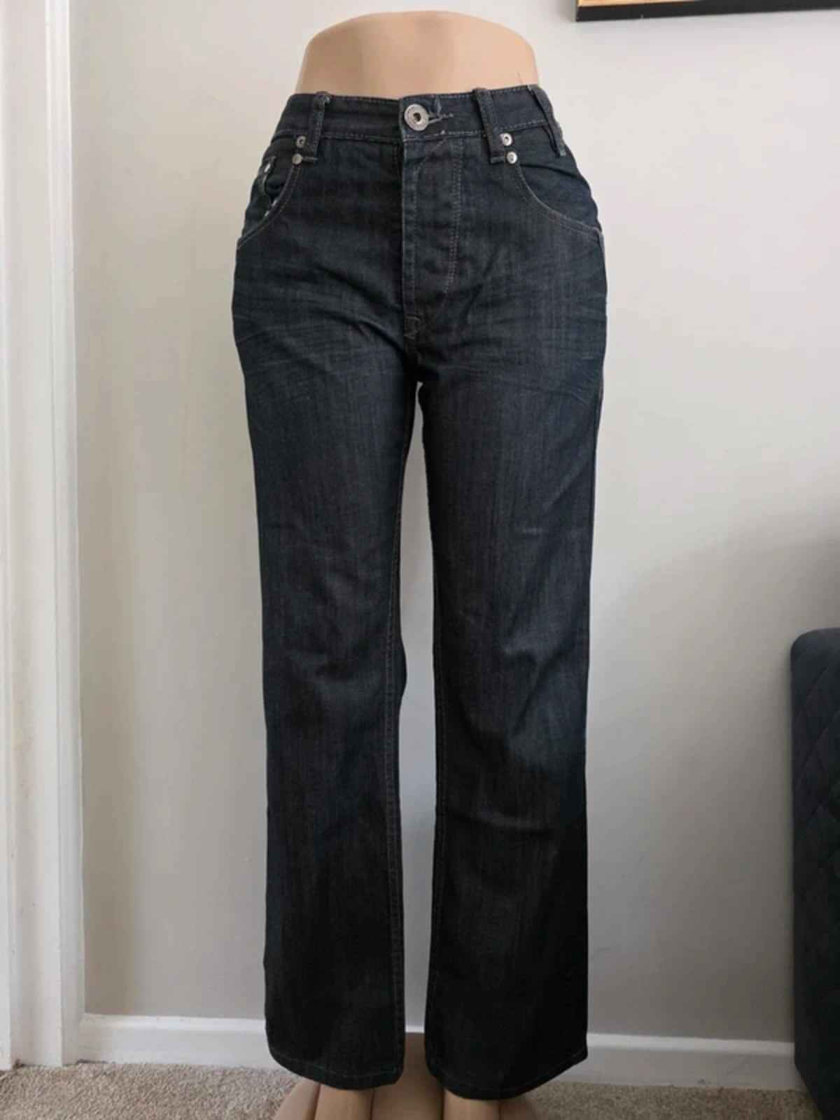 Vintage Y2K Urban Behaviour Mid Rise Straight Baggy Jeans UK Size 16
