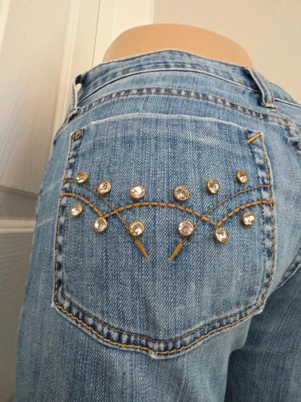 Gap Ultra Low Rise Blingy Bootcut Vintage Y2K Jeans UK Size 8 Tall
