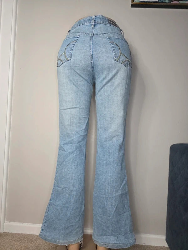 Sergent Pepper Mid Rise Flared Y2K Jeans UK Size 10