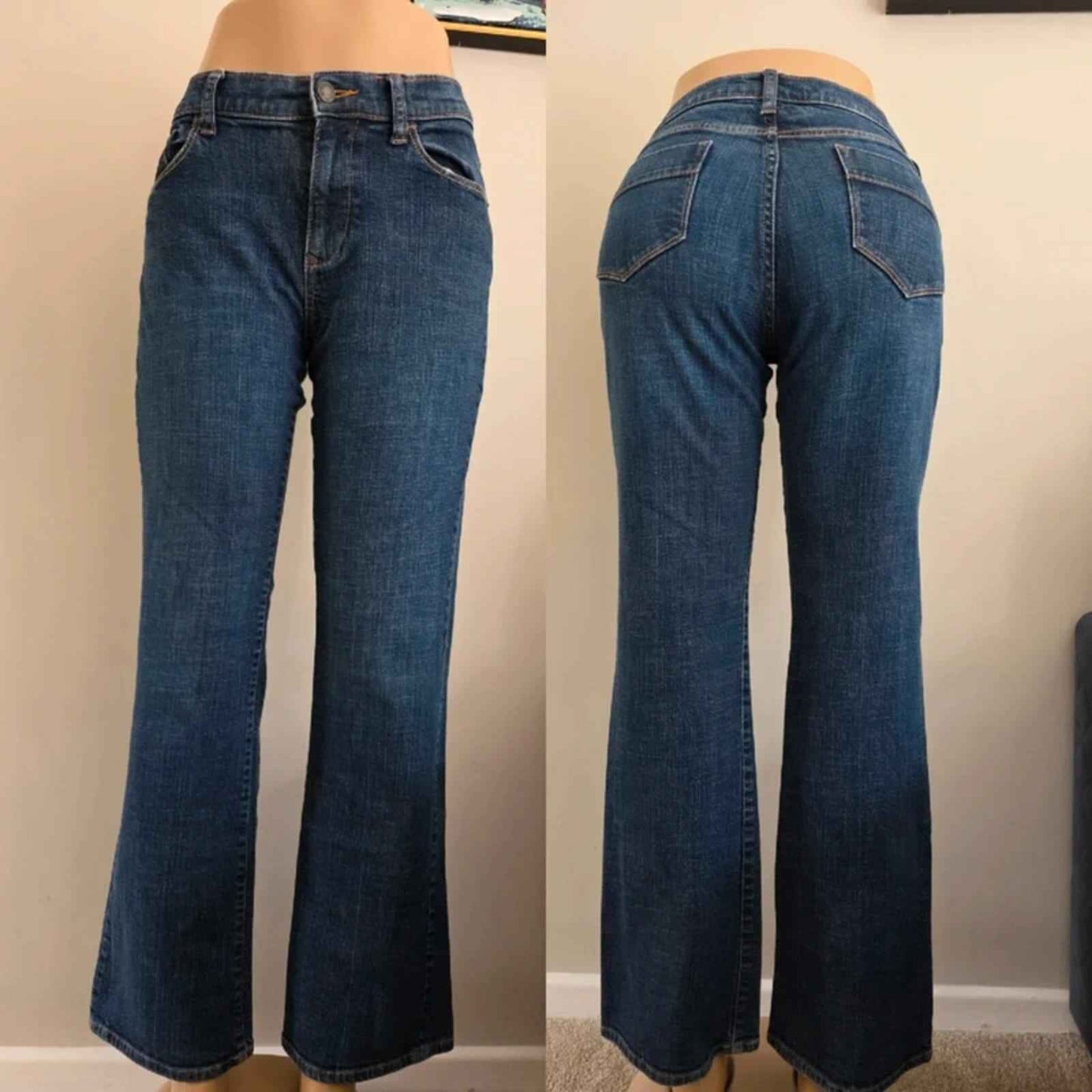 Vintage Y2K Old Navy Mid Rise Wide Leg Bootcut Jeans UK Size 12