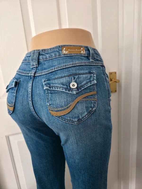 Arizona Mid Rise Flared Vintage Y2K Jeans UK Size 8 Petite