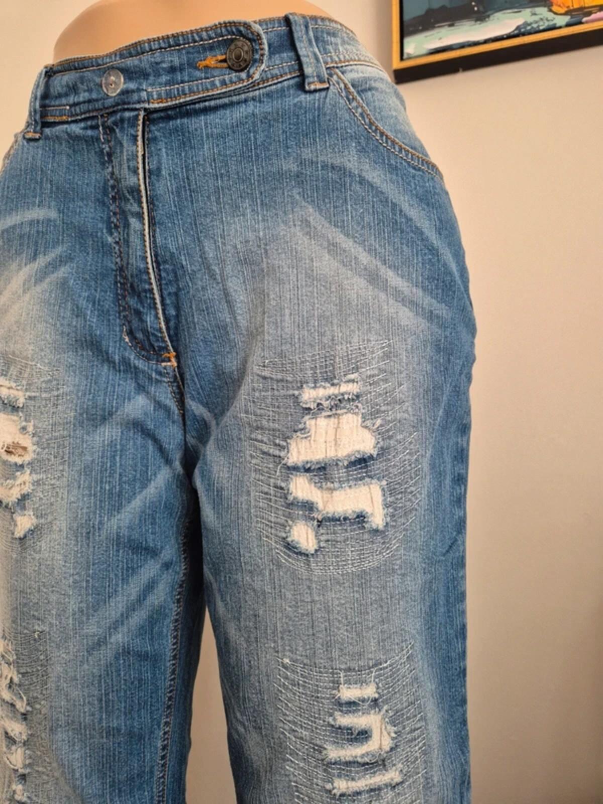 Vintage Y2K Ulla Popken Mid Rise Bling Flared Jeans UK Size 14/16 Petite