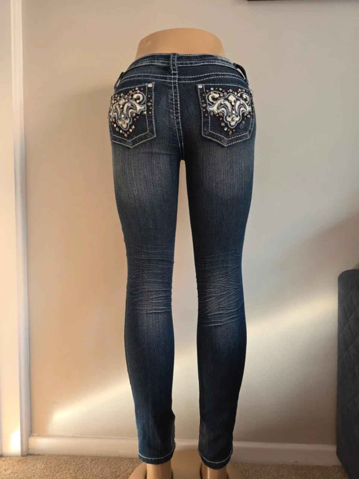 First Kiss Low Rise Skinny Vintage Y2K Jeans UK Size 4/6