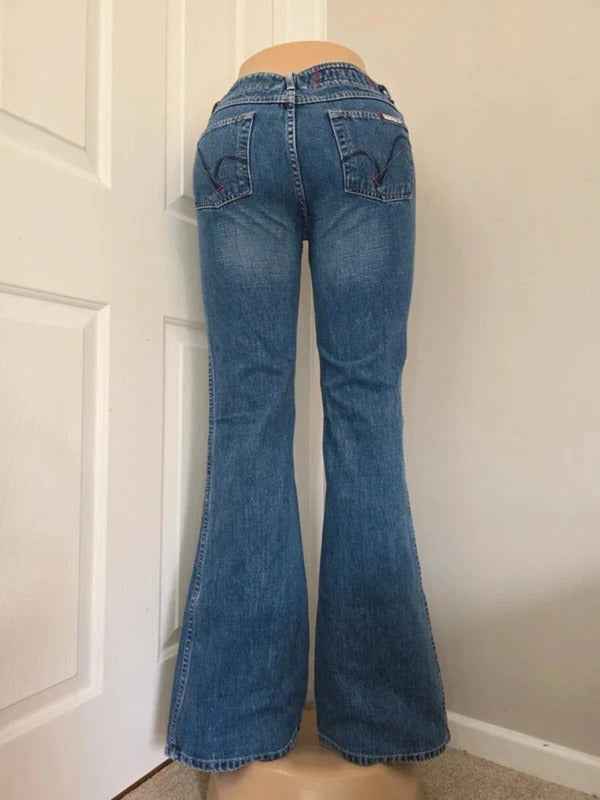 Guess Mid Rise Flared Vintage Y2K Jeans UK Size 6/8 Tall