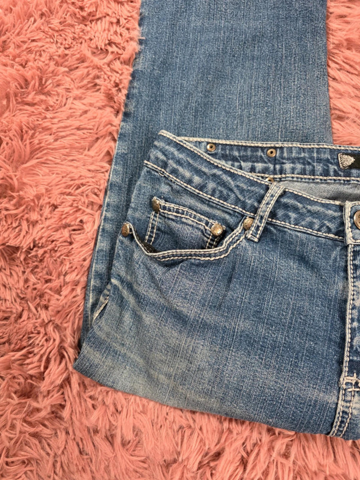Vintage Y2K Luxe Mid Rise Bootcut Jeans UK Size 10 Petite