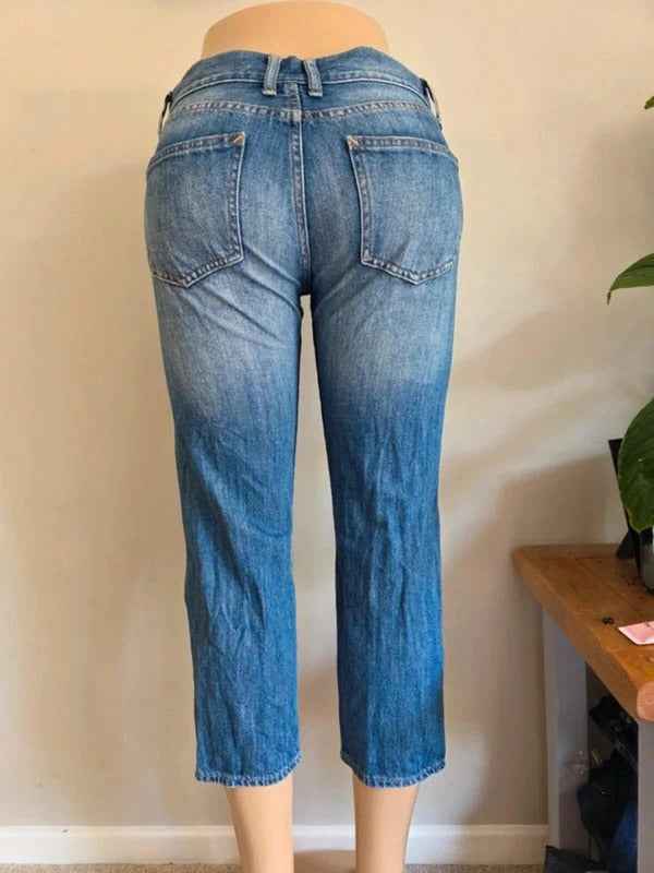 Vintage Y2K Uniqlo Mid Rise Cropped Jeans UK Size 10/12