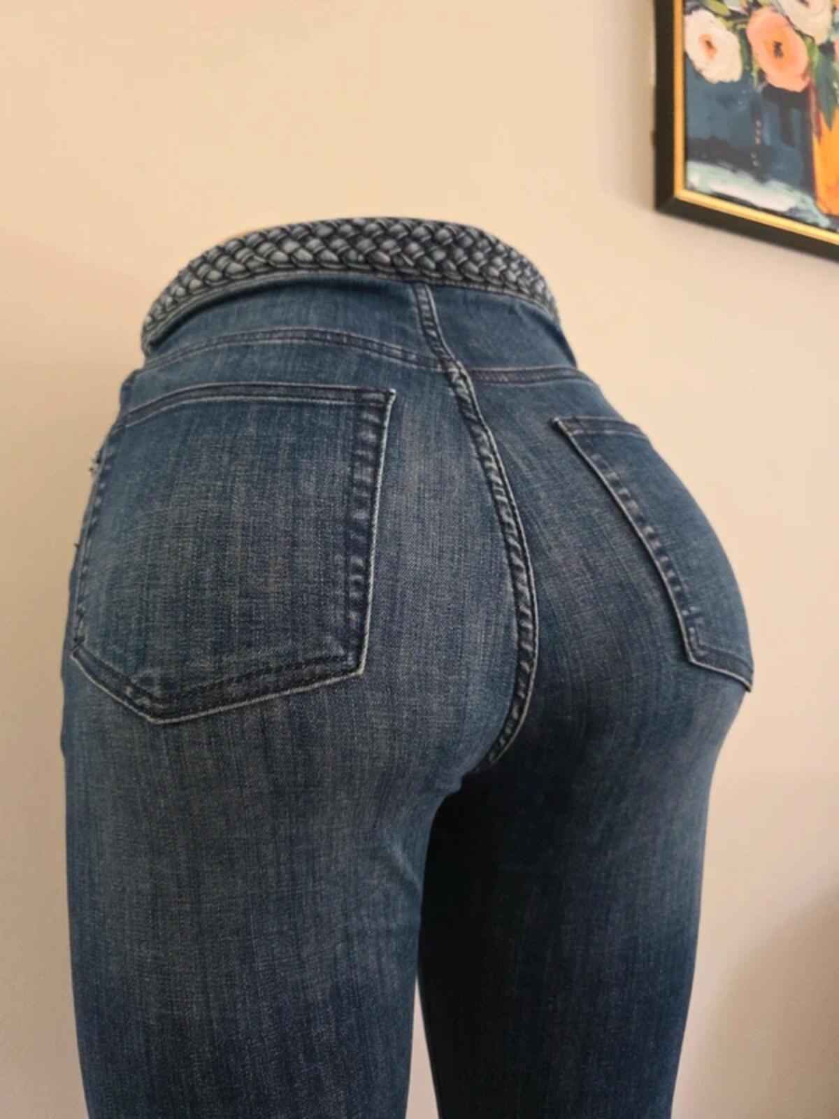 Never Denim High Rise Flared Vintage Y2K Jeans UK Size 8 tall