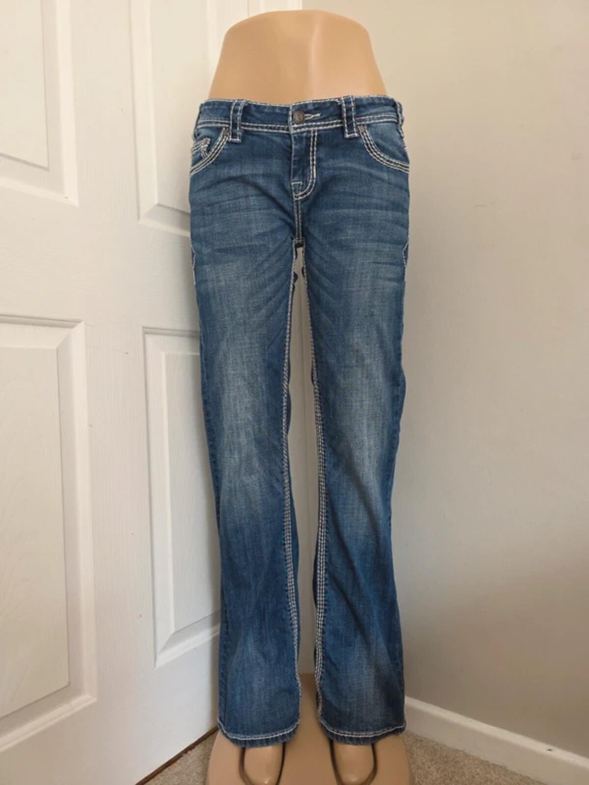 Rock & Roll Cowgirl Low Rise Relaxed Bootcut Vintage Y2K Jeans UK Size 8/10 Tall