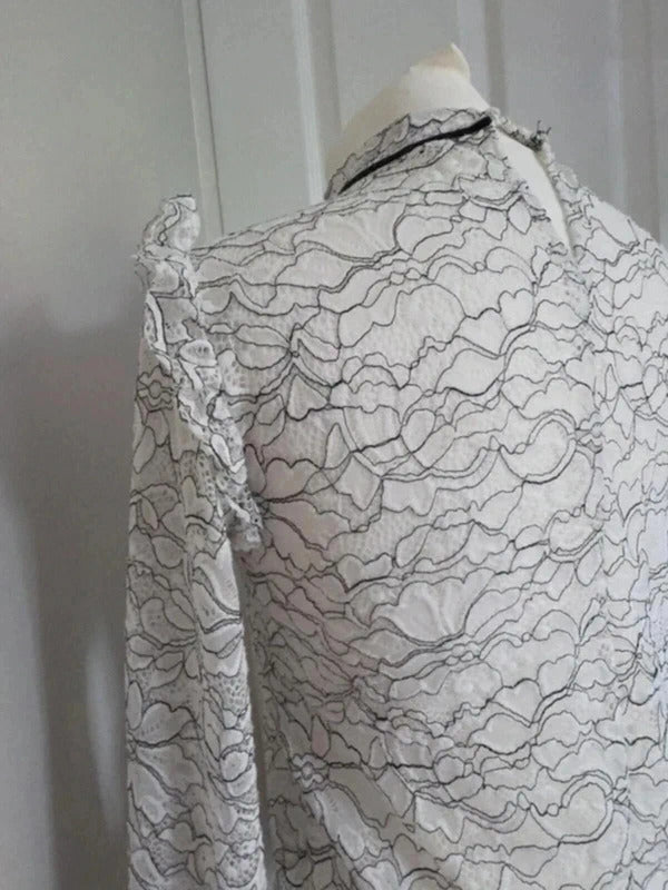 Stradivarius White Lace High Neck Top UK Size 8