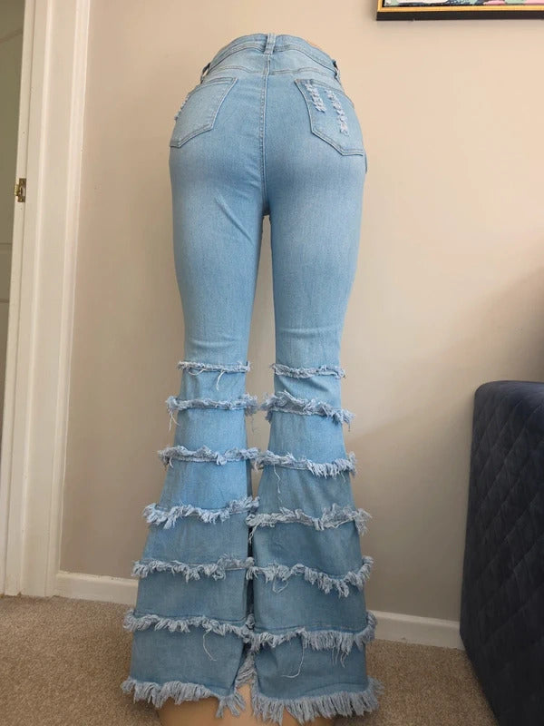 Swank High Rise Flared Jeans UK Size 8 Tall