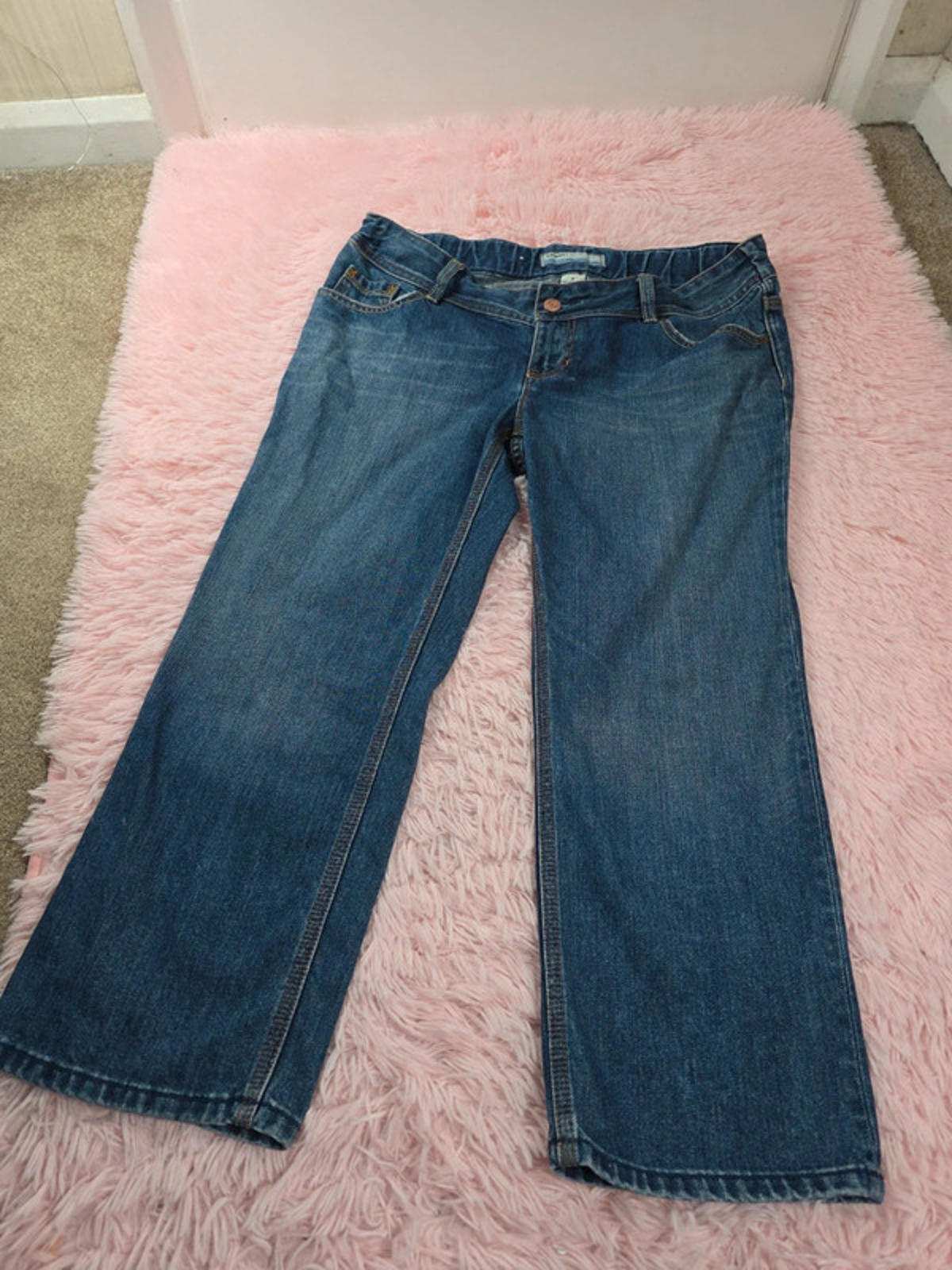 Vintage Y2K Old Navy Maternity Mid Rise Cropped Jeans UK Size 12–14