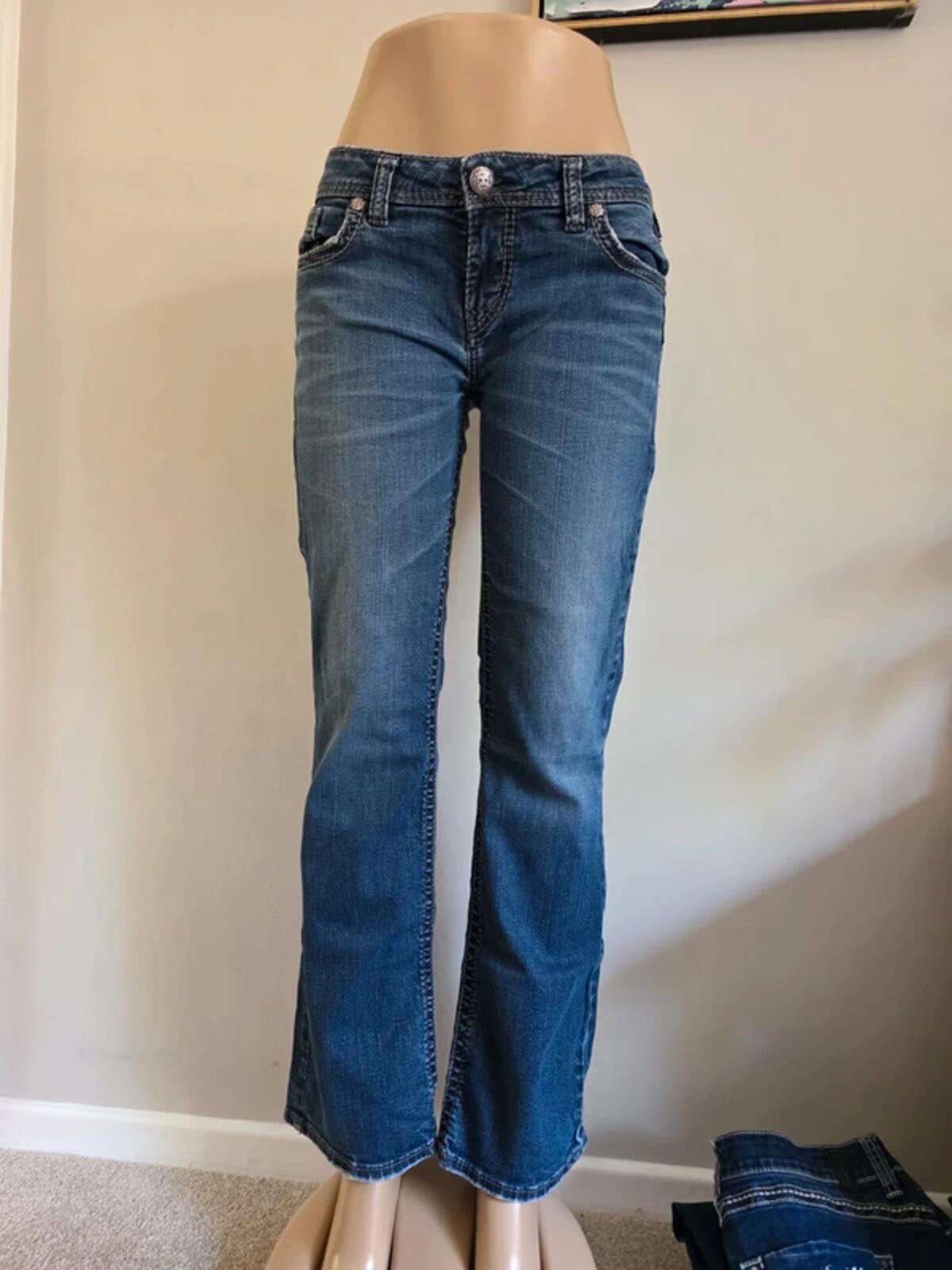 Vintage Y2K Silver Jeans Low Rise Bootcut Jeans UK Size 12 Petite
