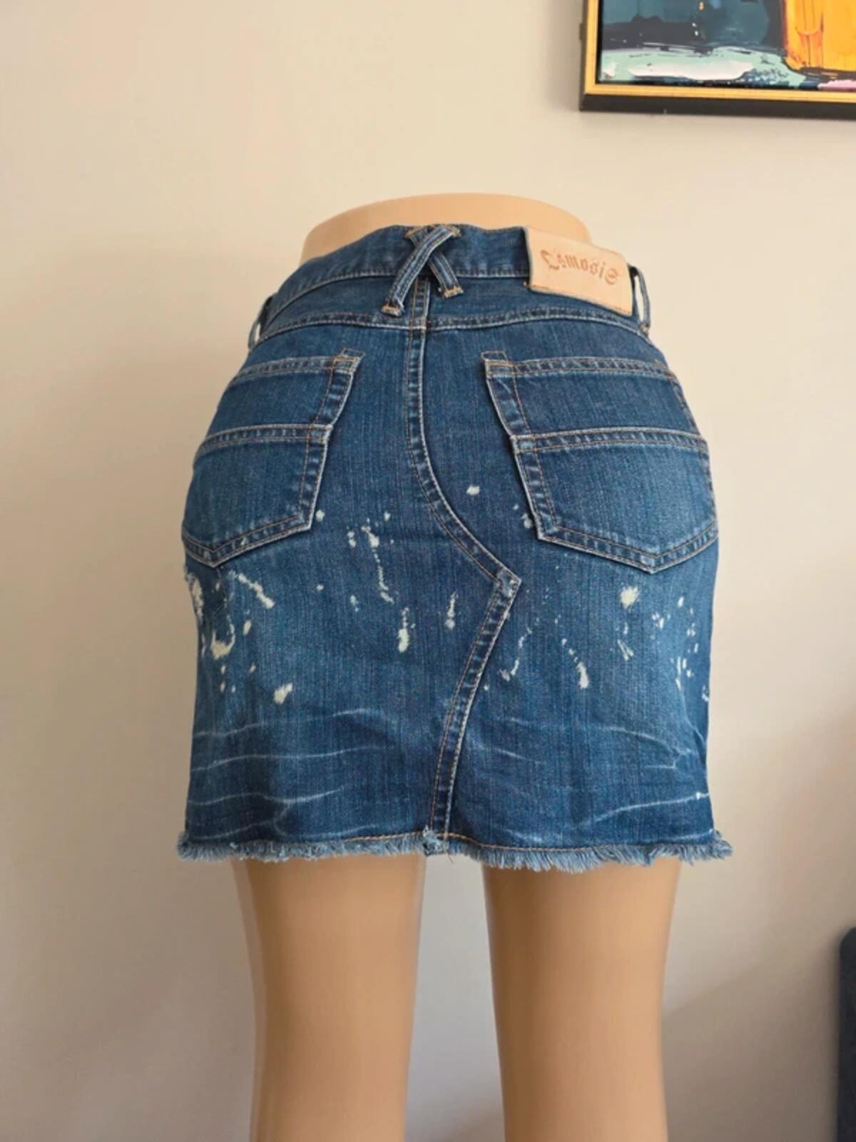 Osmosis Vintage Y2K Distressed Denim Mini Skirt UK Size 8